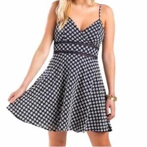 Trixxi navy XL EYELET SKATER MINI DRESS STRAPS